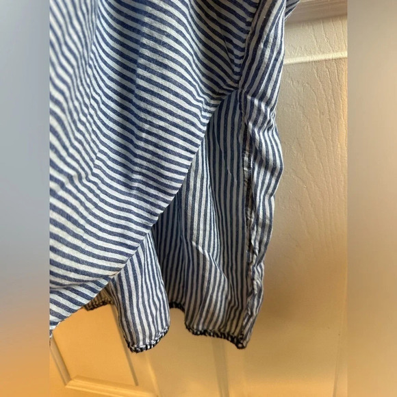 SUNDRY Anthropologie Blue White Stripe 100% Cotton Beach Pool Dress Sz 1 POCKETS - Picture 4 of 12